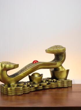 黄铜如意摆件黄铜器摆件家居办公工艺品金属工艺品铜如意