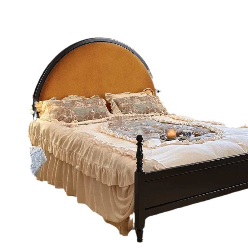 复古法式美式实木床黑色主卧双人床现代简约软包床欧式中古风民宿