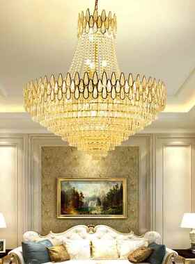 复式楼客厅吊灯后现代简约灯别墅旋转楼梯间轻奢餐厅水晶灯91505