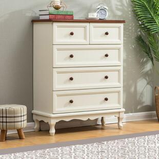 美式五斗柜卧室收纳柜实木柜子五斗橱客厅收纳柜杂物柜抽屉柜斗柜