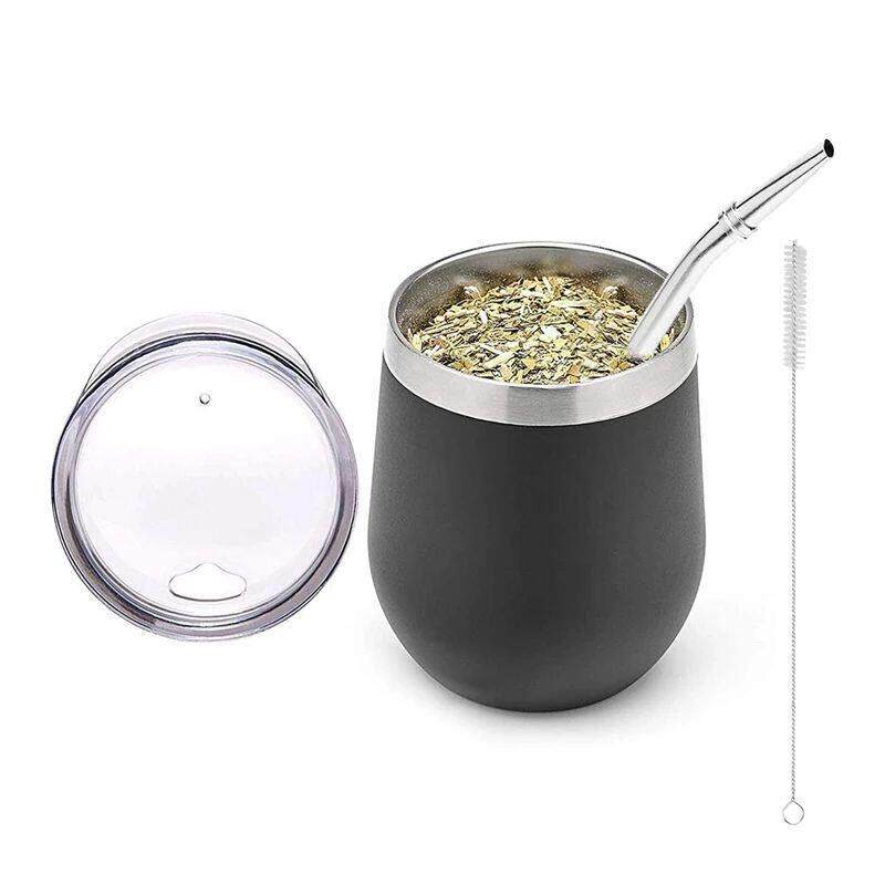 Double-Wall Stainless Yerba Gourd Mate Tea Set Coffee Cups W