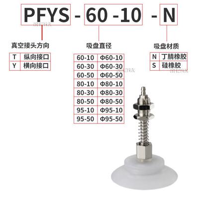 妙德系列机械手吸盘PA/PF/PFG-60/80/95-10/0-N/S强力重载型吸嘴