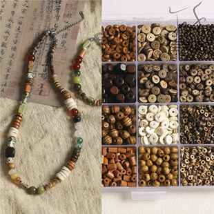 复古百搭新中式木头珠子椰子壳手链项链diy配件材料包手串珠散珠