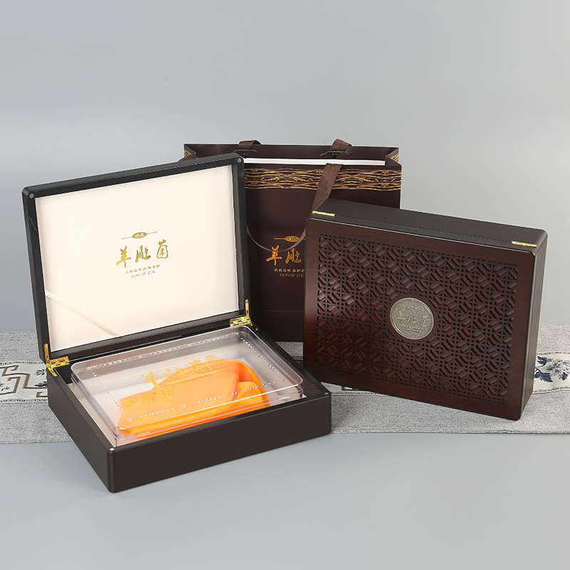羊肚菌礼盒空盒高档包装半斤装山珍干货土特产礼品盒木盒空盒菌菇