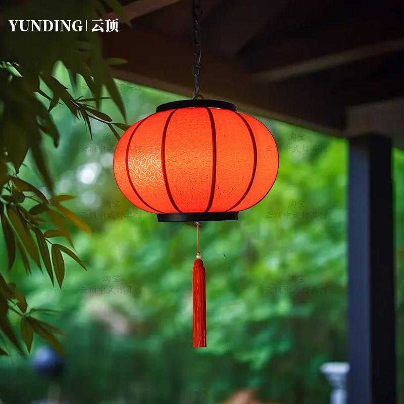 2025新款中式羊皮灯笼吊灯仿古户外新年喜庆大红灯笼庭院餐厅阳台