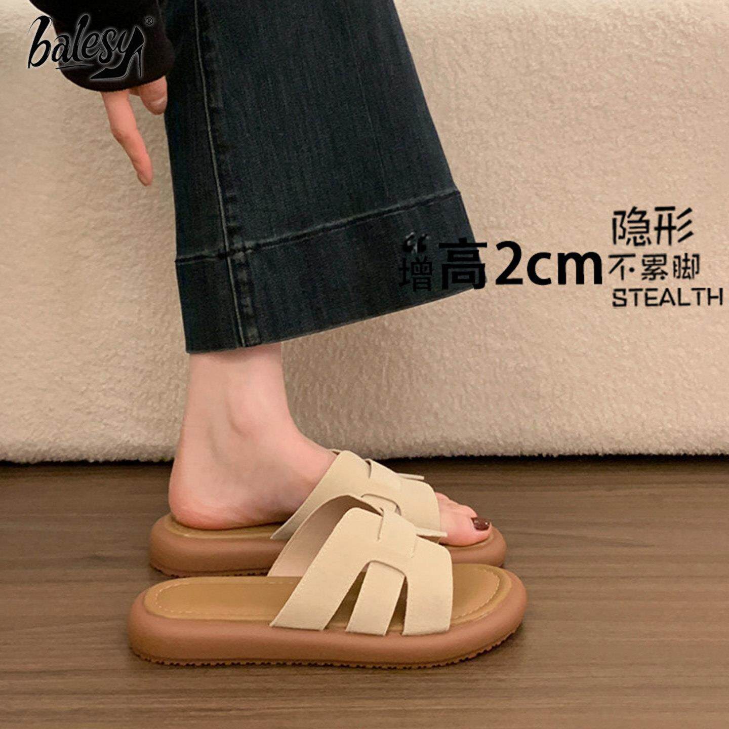 英国真皮平底一字拖女夏外穿2026新款配裙子休闲软底沙滩罗马凉鞋