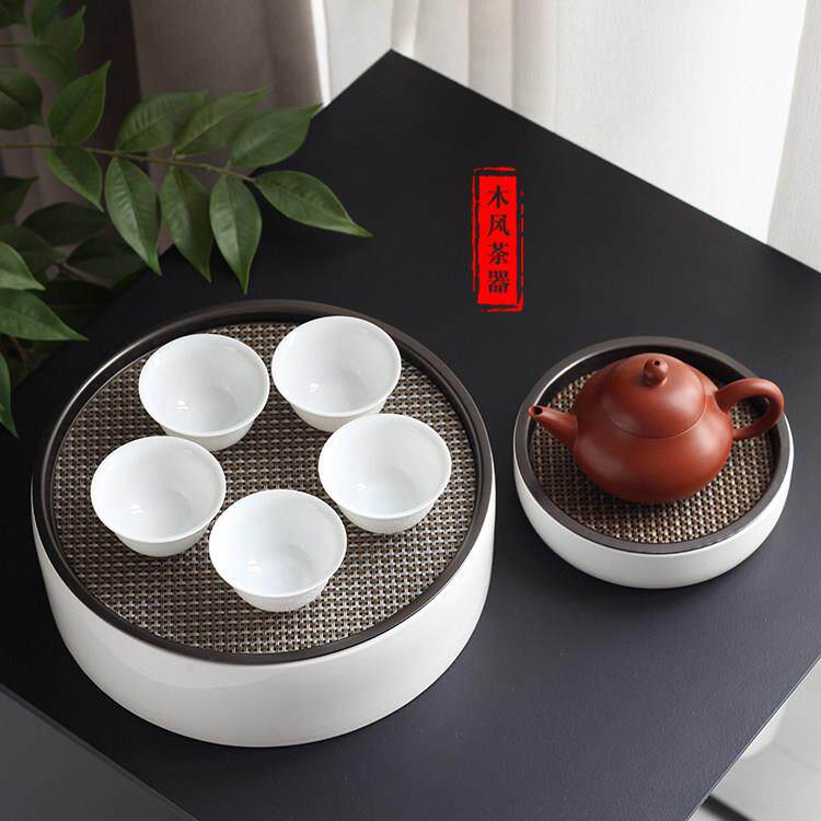 陶瓷茶盘套装家用茶船潮汕储水干泡台喝茶工夫覆古湿泡客厅中式小