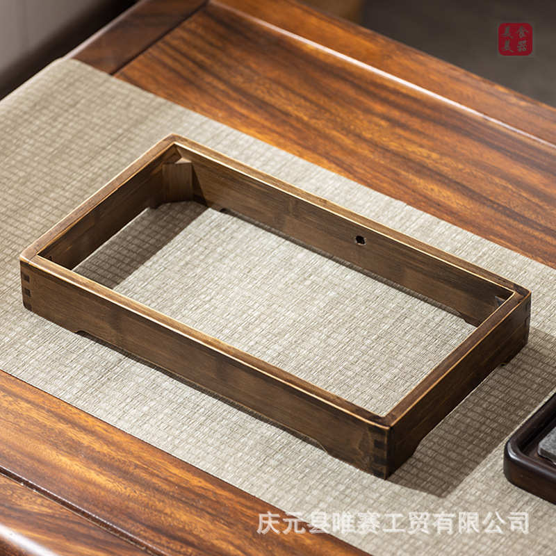 楠竹桌面烧水炉框隐藏式镶嵌架新现代简约客厅办公桌茶水架小茶台