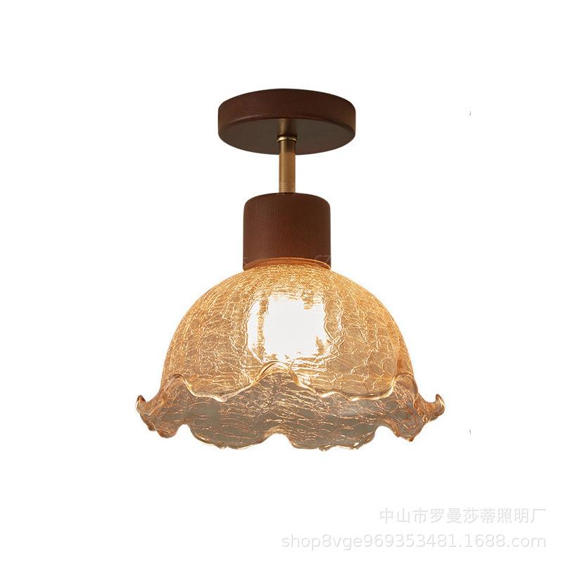 中古风走廊灯过道灯复古入户玄关灯高级感冰裂纹阳台衣帽间吸顶灯