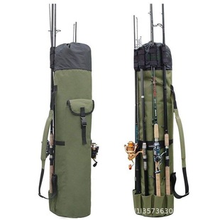 户外折叠圆柱形鱼竿束口桶包简约可手提牛津布包大容量单肩收纳包