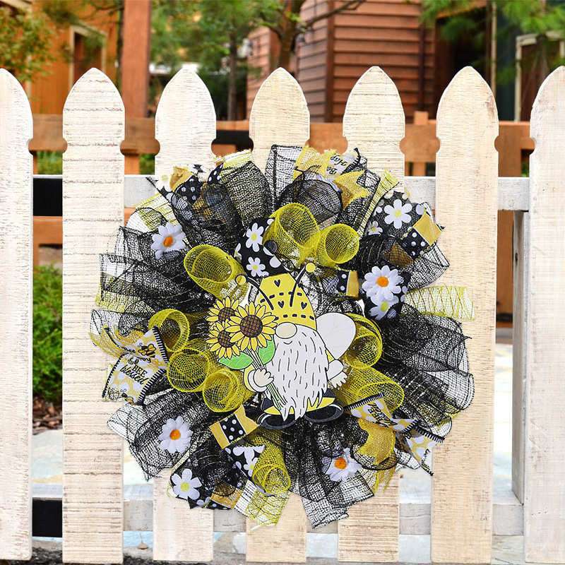 纵鸿蜜蜂节花环挂件家居花圈装饰蜜蜂老人门挂节日道具