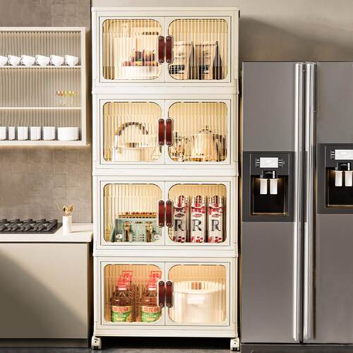 卧室收纳柜多层置物架可移动滑轮飘窗塑料储物柜可折叠衣柜收纳箱