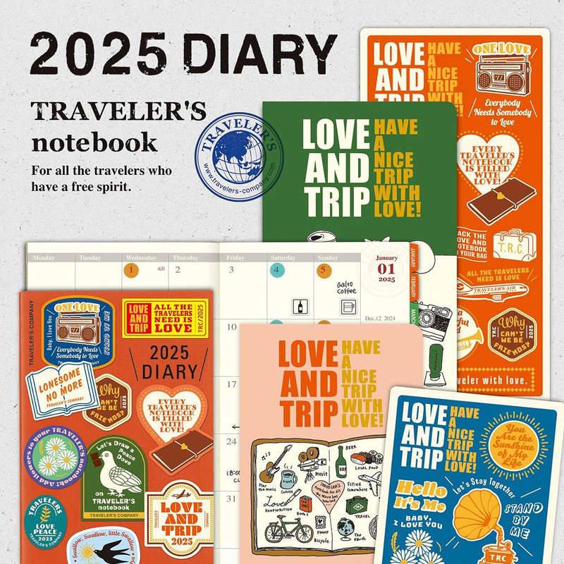 日本TN旅行者护照标准手帐TRC2025年内芯本月计划配件垫板文件夹