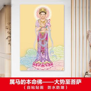 属马的本命佛大势至菩萨佛像画像十二生肖神像墙画人物自粘墙贴画