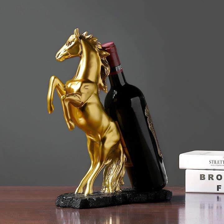 美式金马树脂红酒架动物摆件家用客厅玄关酒瓶置物架酒架子装饰品