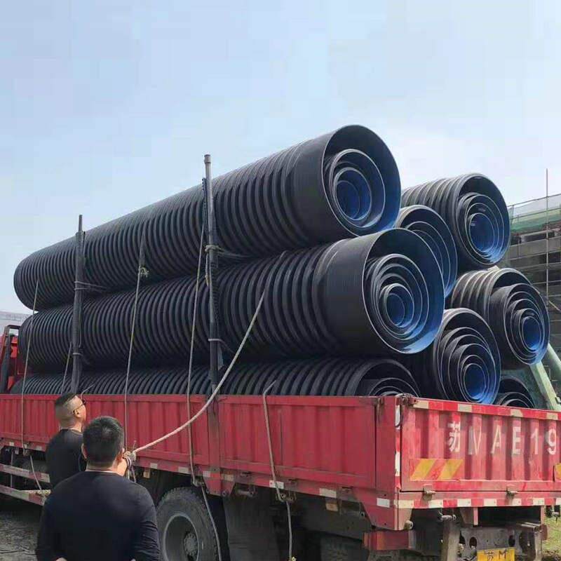 hdpe双壁波纹管 国标DN600塑料管材黑色大口径市政排污管厂家