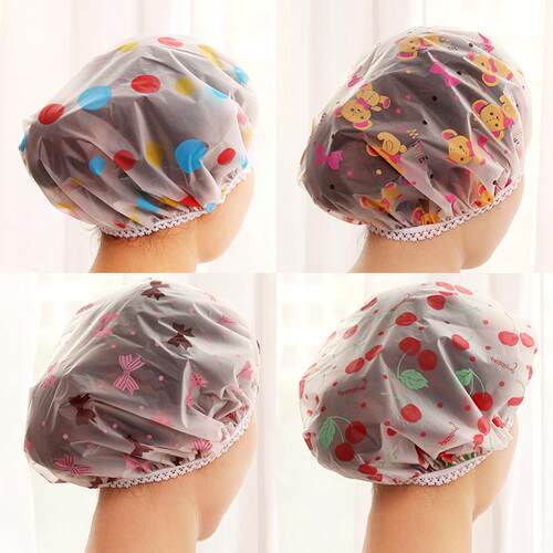 Thickened Bath Cap Waterproof Shower Cap Double Layer Head C