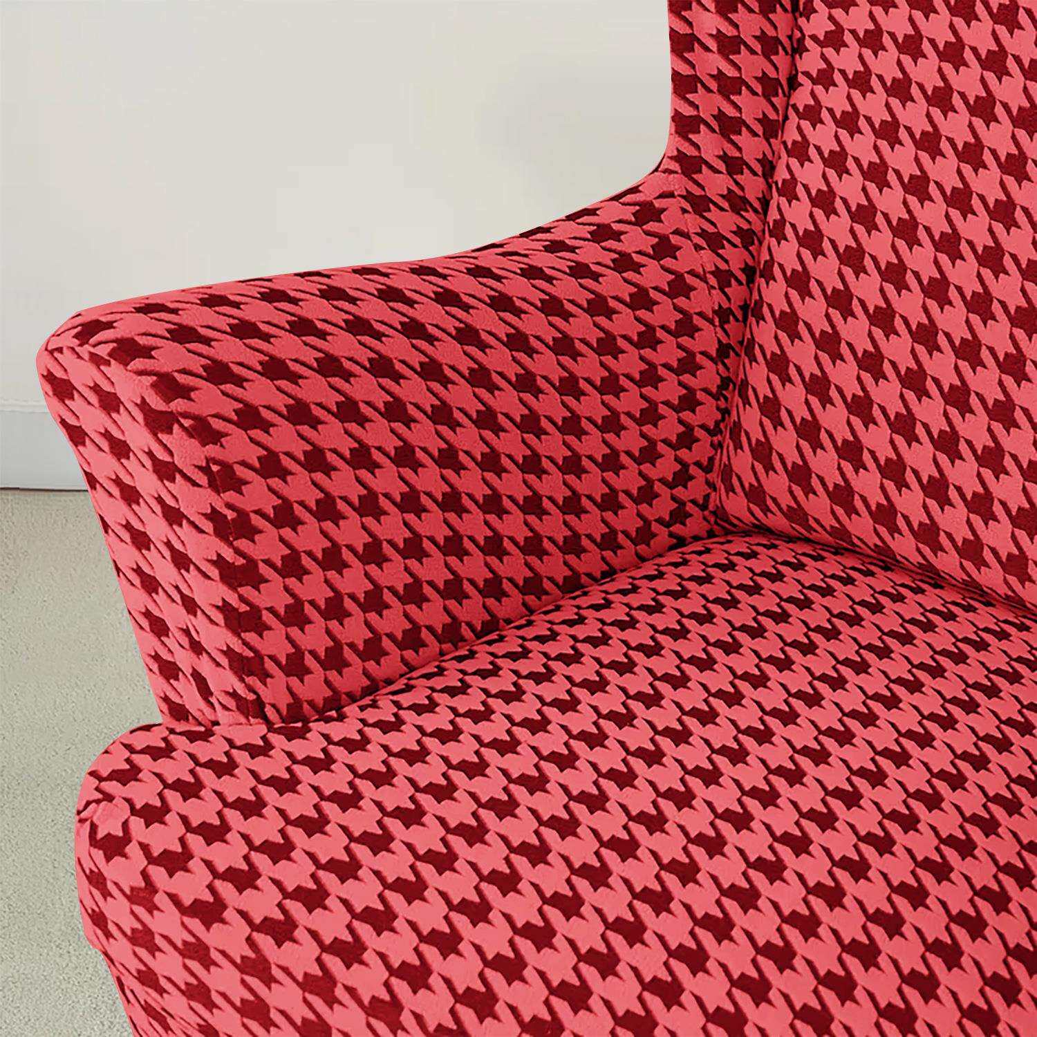 千鸟格老虎椅套家用电脑美甲北欧休闲单人靠背沙发书房办公桌椅套