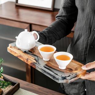 创意茶道香榧木实木干泡盘树脂小茶盘简约家用办公茶台功 直销新款