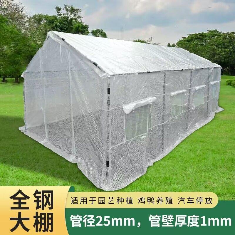 钢管大暖房尖顶大棚汽车停车篷防雨保湿保暖花房花卉家禽鸡鸭养殖