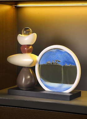 时来运转流沙画摆件轻奢客厅电视柜酒柜玄关办公桌面高级感装饰品