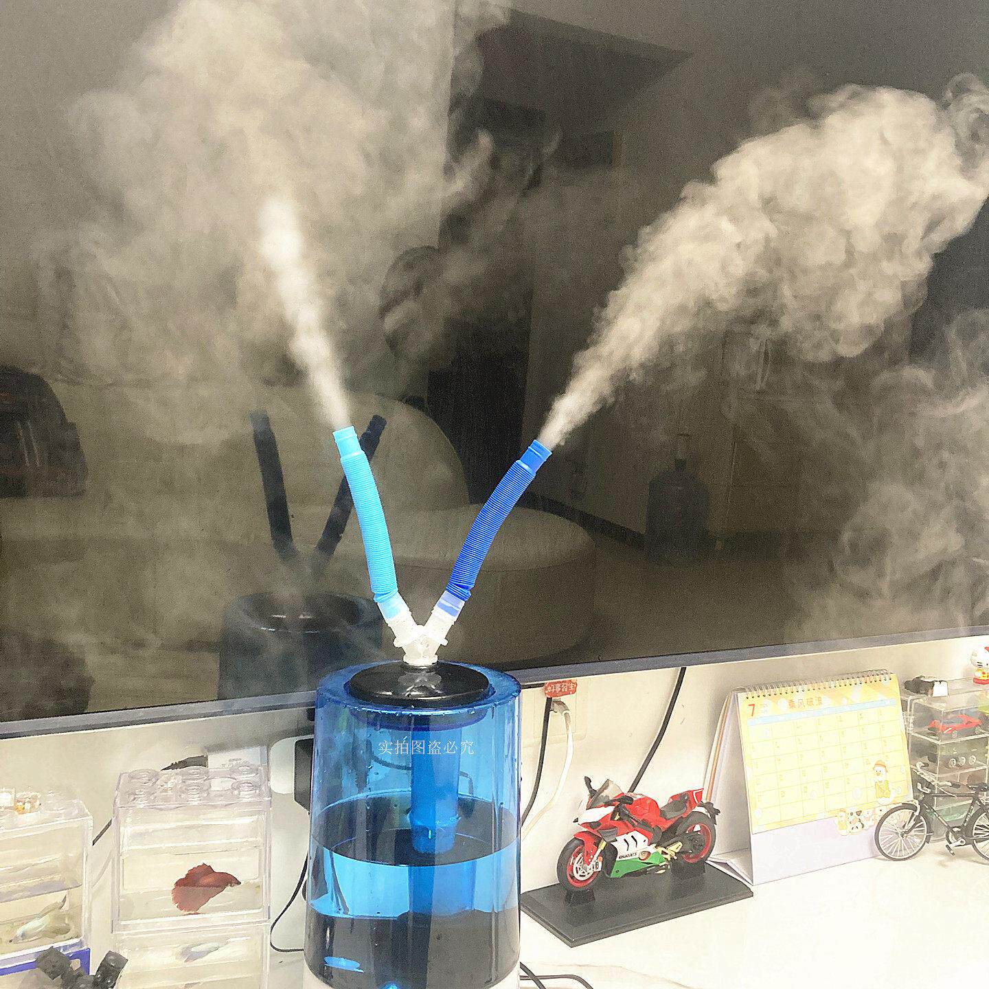双管喷雾爬宠加湿器动植物增湿蔬菜保鲜外置雾化桶超声波大雾化