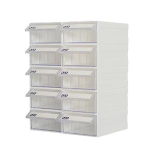 HX 抽屉式桌面收纳盒透明DIY饰品分类整理盒手工分格储物白色