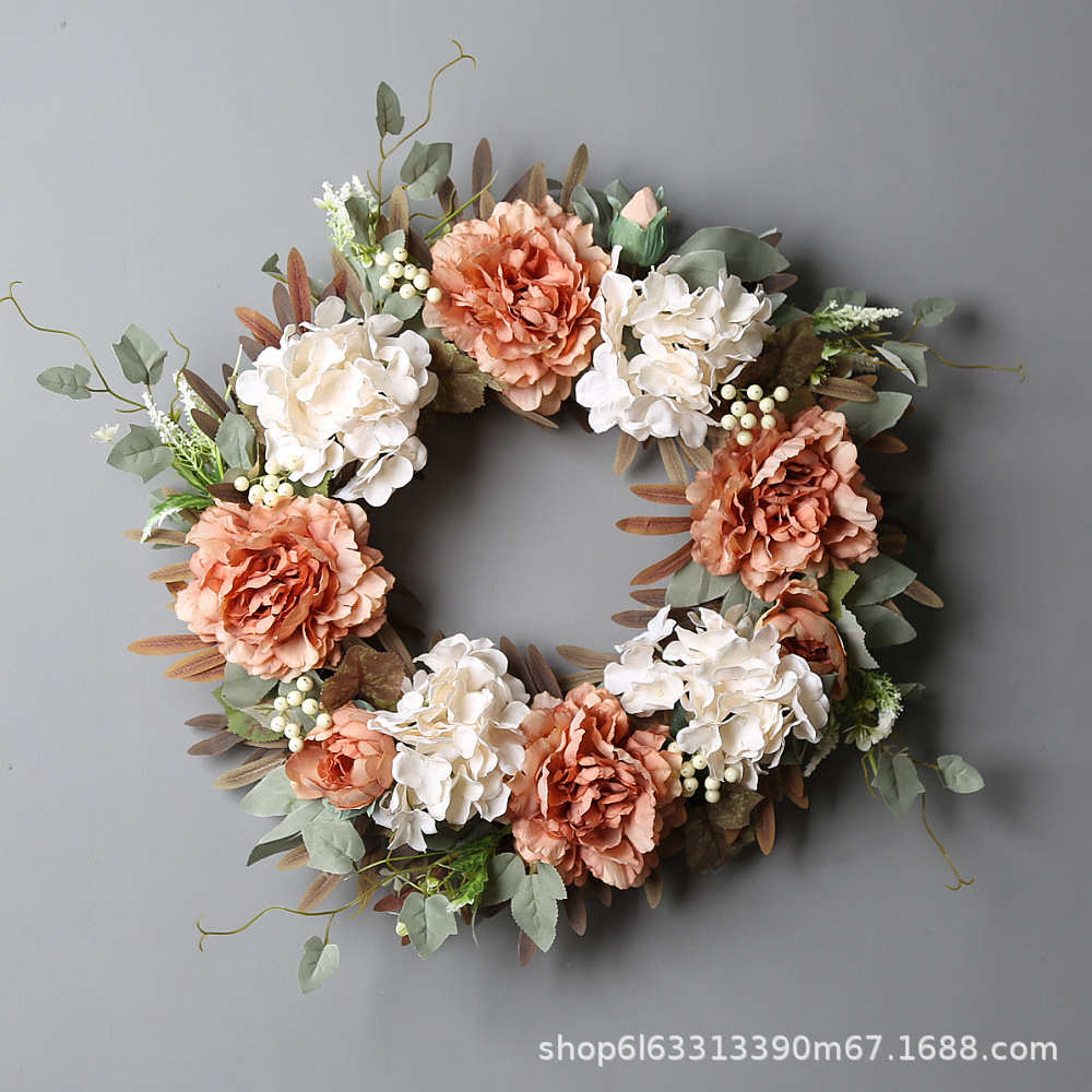 花环道具花环门窗仿真牡丹餐厅婚庆 装饰摄影 挂饰秋复古吊顶花圈