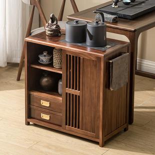 乌金木实木移动茶水柜烧水壶一体家用客厅茶桌边柜边几小茶台茶车