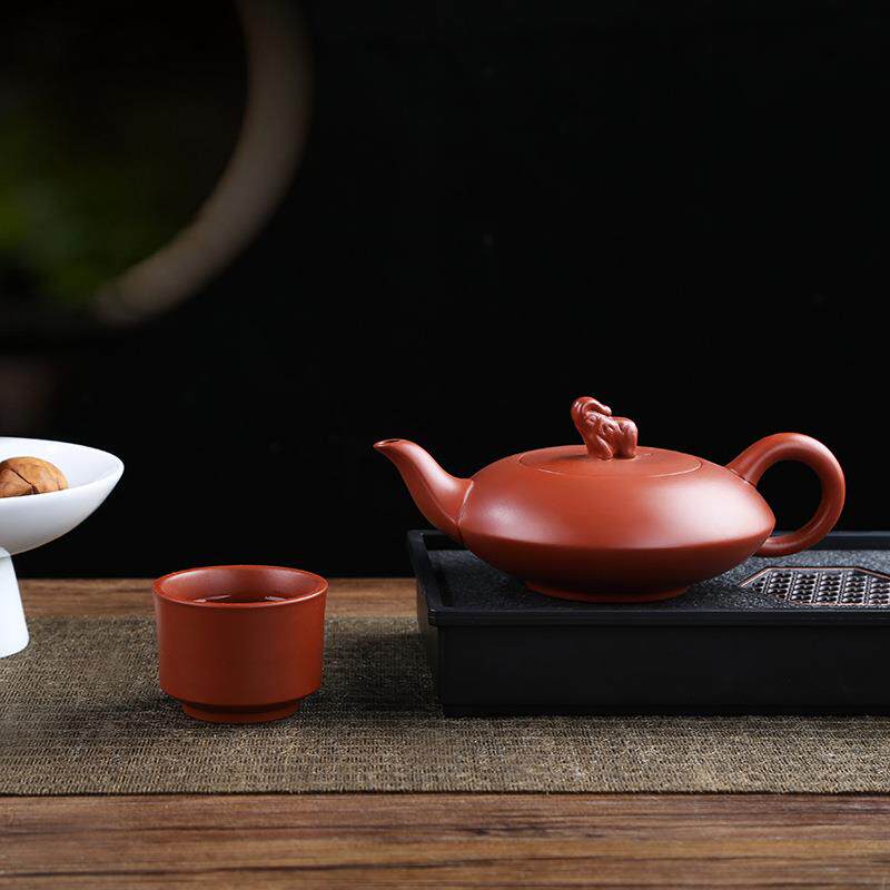 宜兴紫砂壶手工茶壶单人家用茶具泡茶壶朱泥原矿大红袍石瓢壶单壶