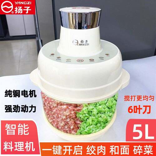 扬子和面绞肉机一体5升搅拌碎菜和面家用智能自动多功能电动料理