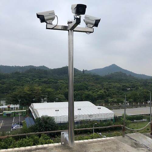 不锈钢监控支架L型围墙壁装楼顶摄像头机立杆柱 室外加长监控支架
