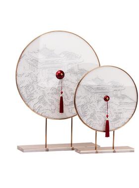 宋氏美学新式禅意金力属亚克摆样板房售658楼处客厅玄关件艺术中