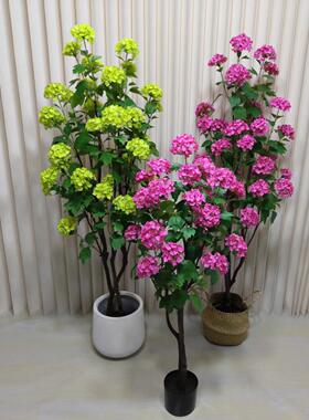 彷真植物盆景绣球花高彷真花摆设客厅彷真绿色植物造景落地花艺塑