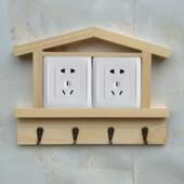 实木开关贴墙贴家用保护套创意插头两连开插座装 饰双开关贴可定制