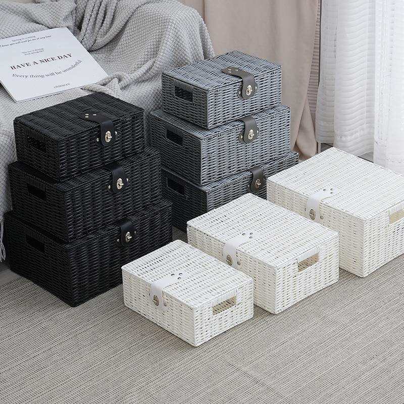 套三收纳筐带盖套组塑料脏衣衣篓柜脏篮衣篮宿舍洗衣收纳篮柜子置