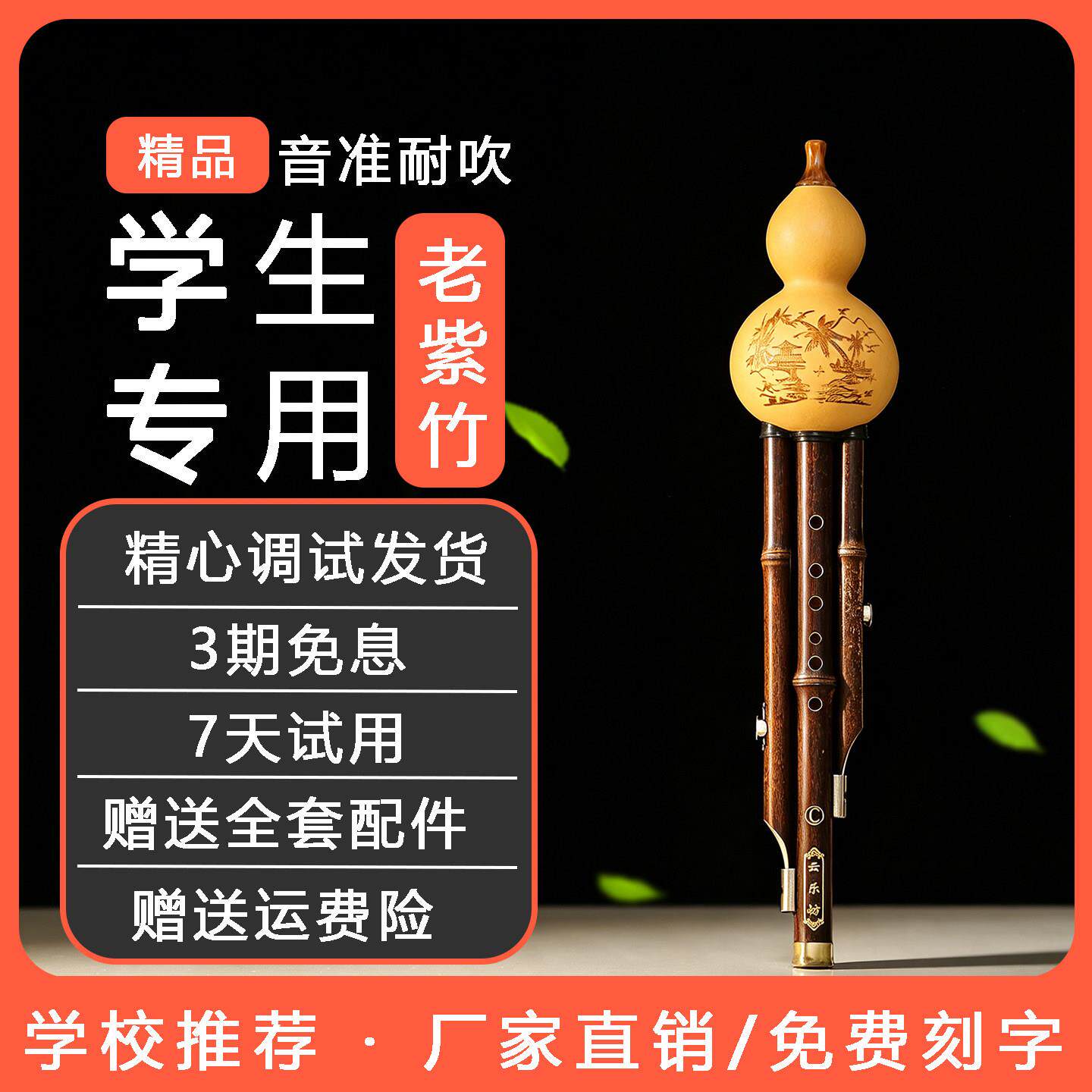 云乐坊 紫竹 葫芦丝 初学者 c调 降b调 F调 小学生 儿童入门 乐器