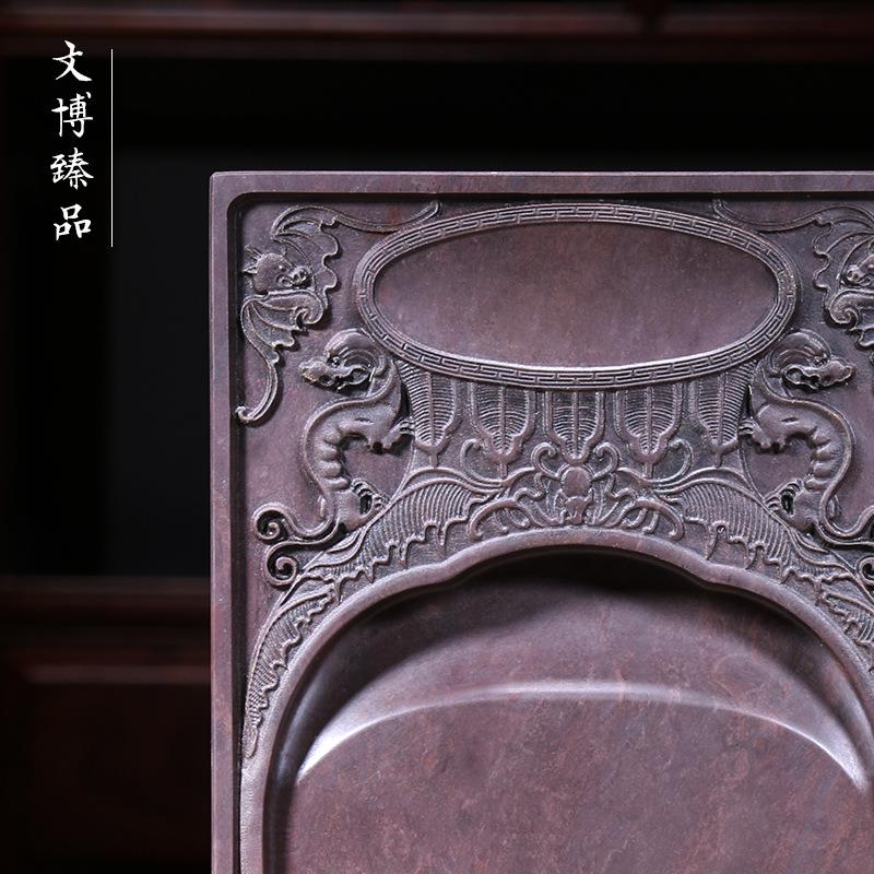 文博端砚源头厂家8寸宝瓶天然原石宋坑四大名砚书法磨墨带盖