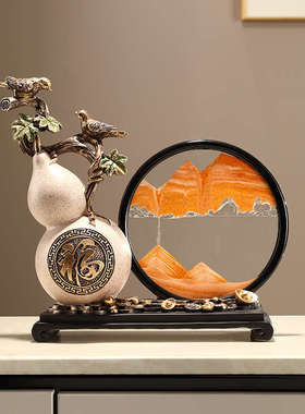 福禄相伴新中式流沙画沙漏葫芦摆件客厅玄关电视柜装饰品乔迁礼物