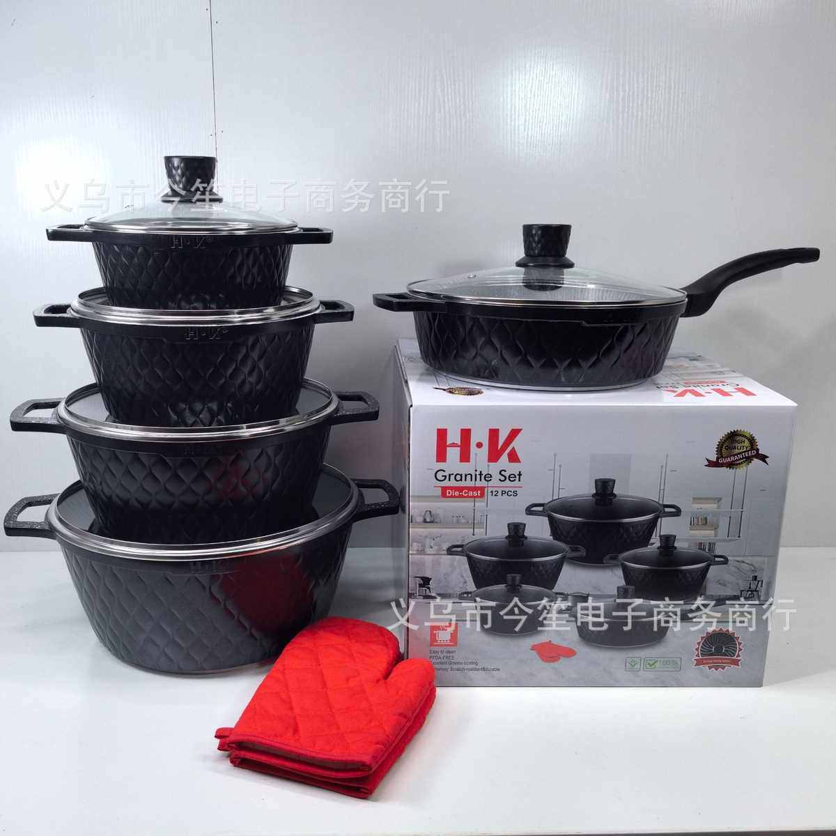 HK 网纹件套不粘锅大理石套锅麦饭石压铸锅套装,厨房/烹饪用具,锅组套装,淘宝优惠券,粉丝福利购,淘宝优惠卷