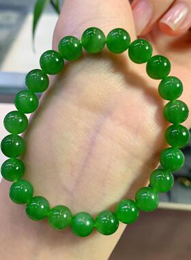 天然和田碧玉冰底果阳绿显手串显手白高级贵气玉质细腻水润女手链