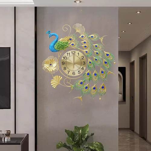 卧室客厅孔雀钟表石英钟中国风奢华内涵古风大气豪华艺术创意挂钟