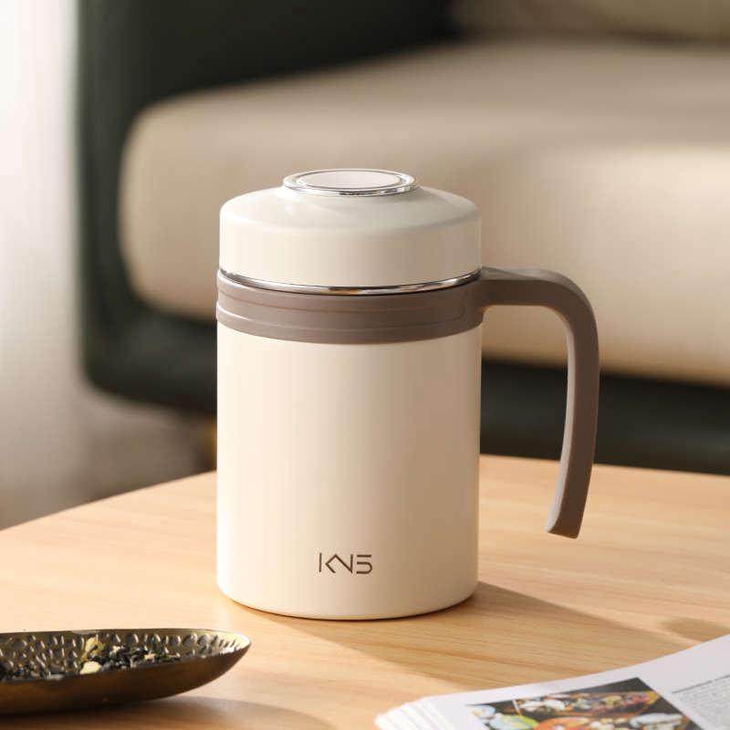 高档新款泡茶杯茶水分离保温杯女办公大容量手柄真陶瓷内胆水杯子