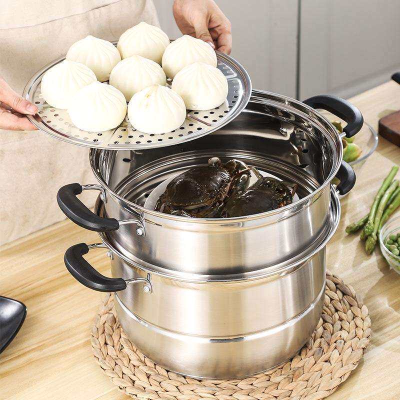 不锈钢多层蒸锅食堂多规格大容量三层家用厨房蒸笼复底汤蒸锅蒸饭