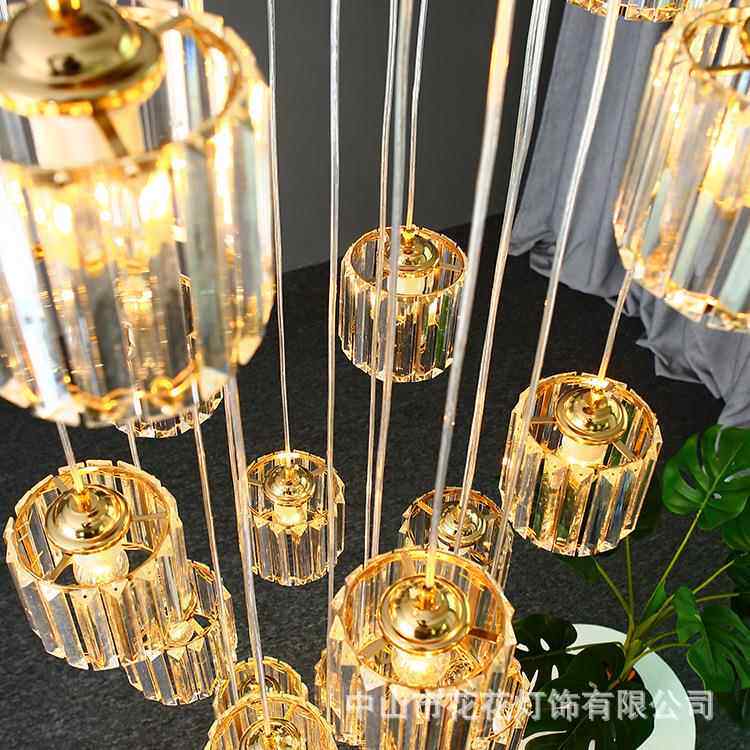 轻奢复式楼厅大吊灯客间厅灯简230约楼梯后现代别墅空跃层大水中
