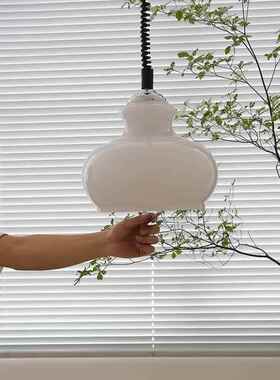 中古法式油玻璃1005芦吊灯后现代草绿青橙色书房餐葫厅奶卧室入户