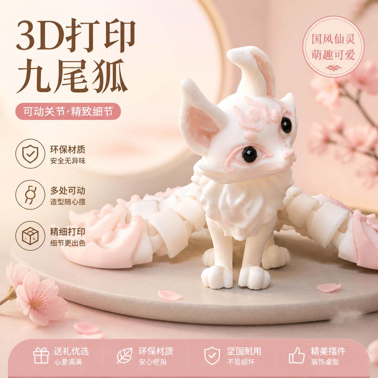 九尾狐PLA打印模型3D模型摆件
