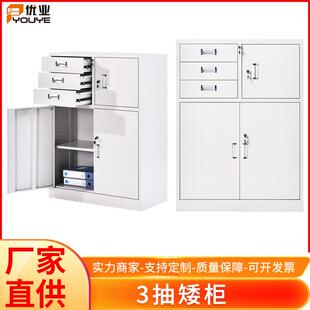 储物矮柜冷轧钢柜文件柜抽屉带锁储物书柜抽屉矮柜书柜文件