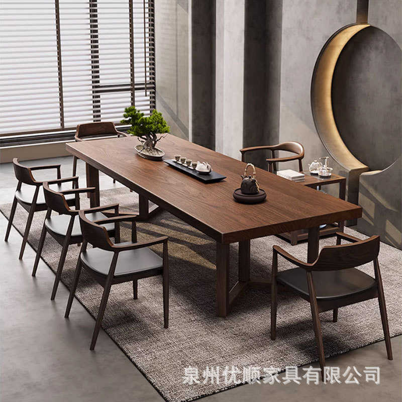 客厅洽谈台茶泡全简约组合现代实木茶桌办公室家用茶桌椅大板原木