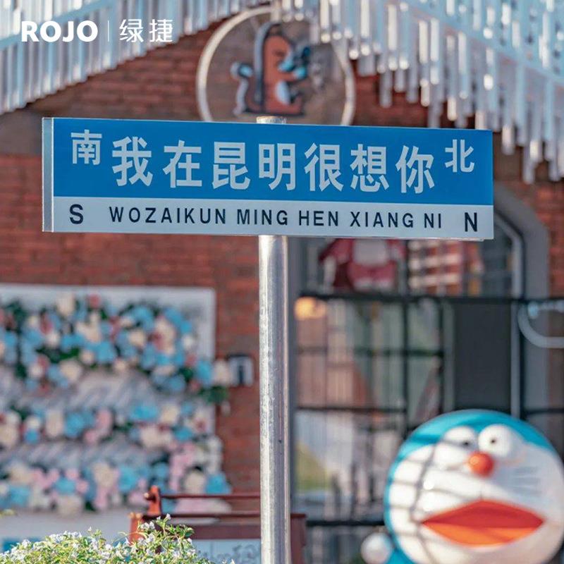 网打卡发光路红牌想你风还LJ-92034是吹的到了示指牌路标街道站牌